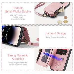 Casekis Wrist Strap Wallet Phone Case Pink