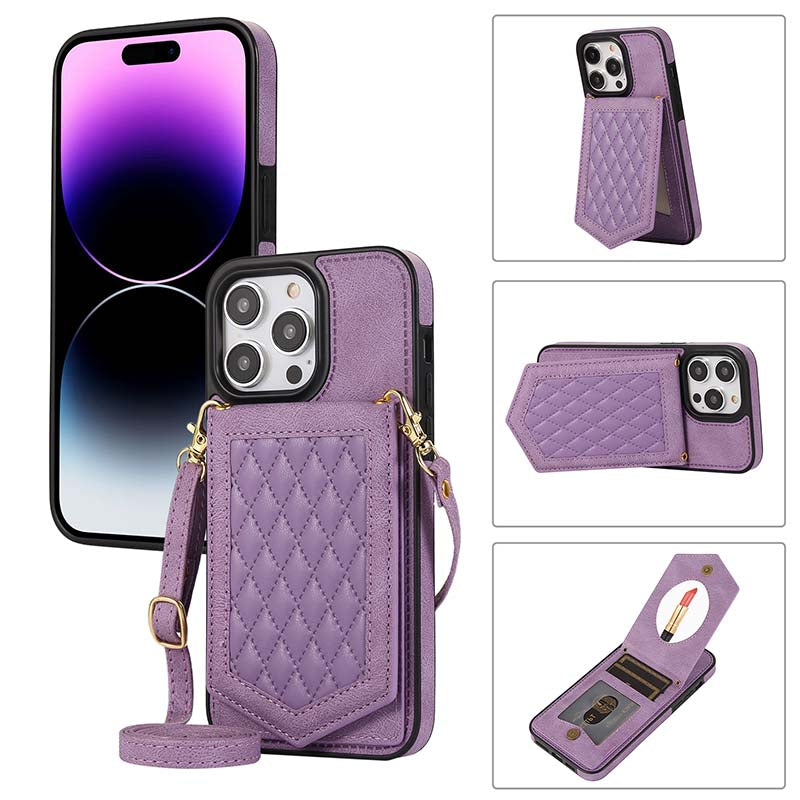 Casekis Crossbody Makeup Mirror RFID Phone Case Purple