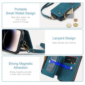 Casekis Wrist Strap Wallet Phone Case Blue