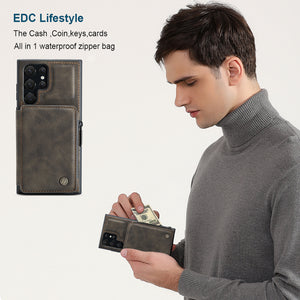 Casekis Zipper Cardholder Wallet Phone Case Coffee