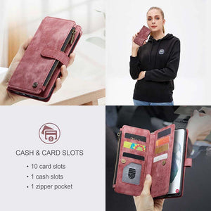 Casekis Leather Zipper Phone Case For Galaxy S22 5G