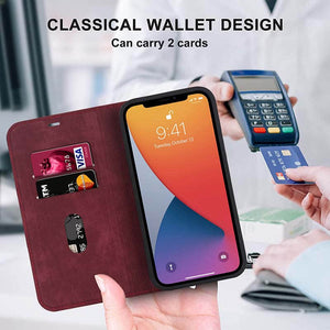 Casekis Wireless Charging Magnetic Wallet Phone Case Red Wine