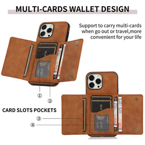 Casekis Wallet Case Tri-fold Cardholder Phone Case Brown