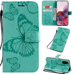 2021 Upgraded 3D Embossed Butterfly Wallet Phone Case For Samsung S20 FE 4G/5G - Casekis