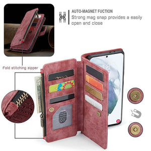 Casekis Leather Zipper Phone Case For Galaxy S22 Plus 5G