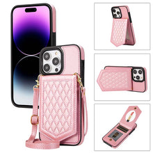 Load image into Gallery viewer, Casekis Crossbody Makeup Mirror RFID Phone Case Rose Gold

