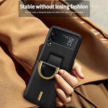 Load image into Gallery viewer, Luxury Leather Case with Ring Wristband for Galaxy Z Flip 3 5G
