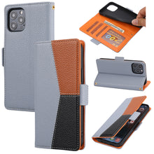 Load image into Gallery viewer, Casekis Multicolor Patchwork Wallet Phone Case Gray
