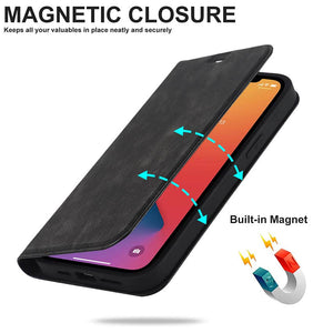 Casekis Wireless Charging Magnetic Wallet Phone Case Black