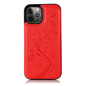 Casekis Butterfly Embossing Wallet Phone Case Red