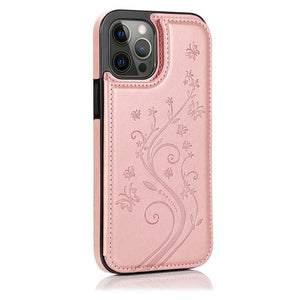 Casekis Butterfly Embossing Wallet Phone Case Rose Gold