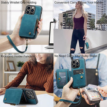 Load image into Gallery viewer, Casekis Wrist Strap Wallet Phone Case Blue
