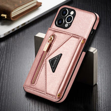 Load image into Gallery viewer, Casekis Crossbody Strap Leather Magnetic Wallet Phone Case Rose Gold
