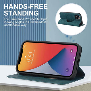 Casekis Wireless Charging Magnetic Wallet Phone Case Blue