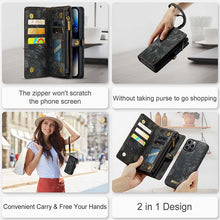 Load image into Gallery viewer, Casekis Wrist Strap Zipper Wallet Phone Case Black

