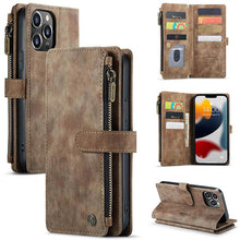 Load image into Gallery viewer, Casekis Premium Handmade PU Leather Zipper Phone Case For iPhone
