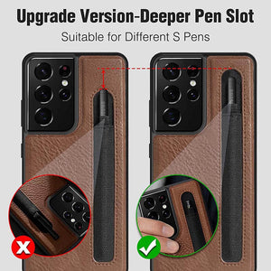 Premium leather Phone Case With S Pen Slot For Galaxy S21 Ultra 5G-Free Shipping - Casekis