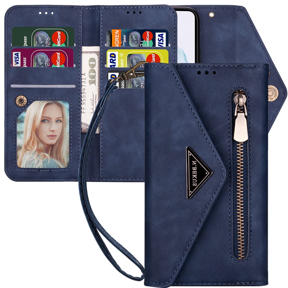 Casekis Crossbody Wallet Leather Phone Case Blue