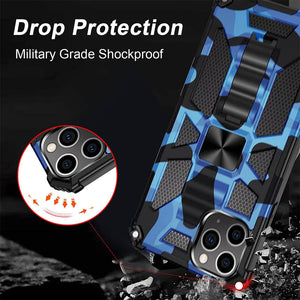 Casekis Armor Shockproof With Kickstand Phone Case Dark Blue Camouflage