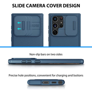 Casekis Slide Phone Lens Protection Blue Case for Galaxy S22 Ultra 5G