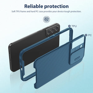 Casekis Slide Phone Lens Protection Blue Case for Galaxy S22 Plus 5G