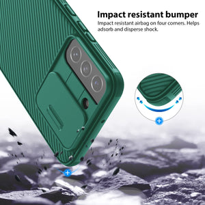 Casekis Slide Phone Lens Protection Green Case for Galaxy S22 Plus 5G