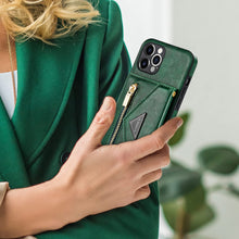 Load image into Gallery viewer, Casekis Crossbody Strap Leather Magnetic Wallet Phone Case Green
