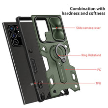 Load image into Gallery viewer, Casekis Sliding Lens Protection ring holder Green case for Galaxy S22 Ultra
