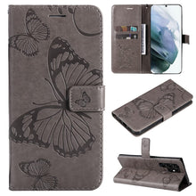 Load image into Gallery viewer, Casekis Embossed Butterfly Wallet Phone Case Gray
