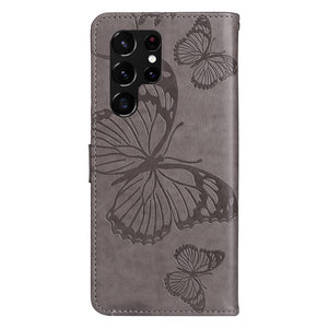 Casekis Embossed Butterfly Wallet Phone Case Gray
