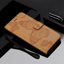 Load image into Gallery viewer, Casekis Embossed Butterfly Wallet Phone Case Yellow
