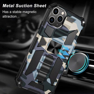 Casekis Armor Shockproof With Kickstand Phone Case Light Blue Camouflage