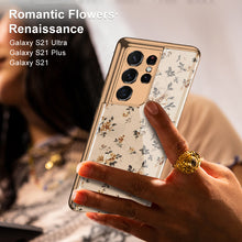 Load image into Gallery viewer, Romantic Flowers Tempered Glass Plating Edge Phone Case for Galaxy S21 Series
