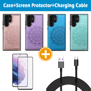 Casekis Mandala Embossed Phone Case for Galaxy S22 Ultra 5G Purple