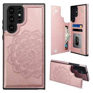 Casekis Mandala Embossed Phone Case for Galaxy S22 Ultra 5G Purple