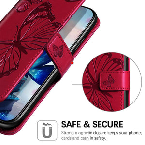 Casekis Embossed Butterfly Wallet Phone Case Red