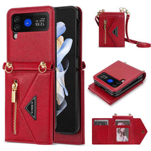 Load image into Gallery viewer, Casekis Crossbody Strap Leather Magnetic Wallet Case For Galaxy Z Flip 4 5G
