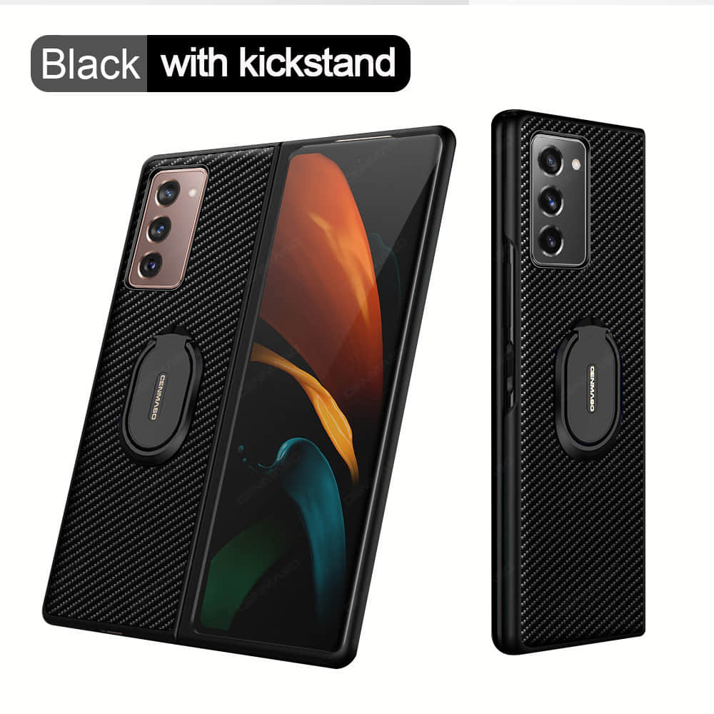 Samsung Galaxy Z Fold 3/Fold 2 Luxury Carbon Fiber Texture Leather Stand Shockproof Case - Casekis