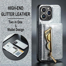 Lade das Bild in den Galerie-Viewer, Casekis Glitter Cardholer Magnetic Phone Case Silver
