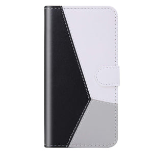 Casekis Three-Color Stitching PU Leather Flip Wallet Case Black