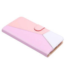 Load image into Gallery viewer, Casekis Three-Color Stitching PU Leather Flip Wallet Case Pink
