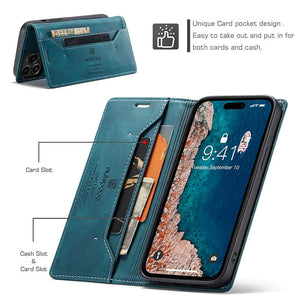 Casekis Retro RFID Wallet Phone Case Blue