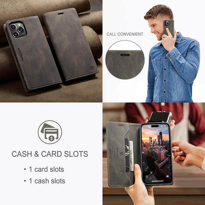 Casekis Retro RFID Wallet Phone Case Coffee