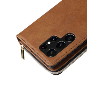 Casekis Leather Phone Case Nine Card zipper Wallet Phone Case for Galaxy