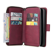 Load image into Gallery viewer, Casekis Leather Phone Case Nine Card zipper Wallet Phone Case for iPhone
