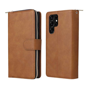 Casekis Leather Phone Case Nine Card zipper Wallet Phone Case for Galaxy
