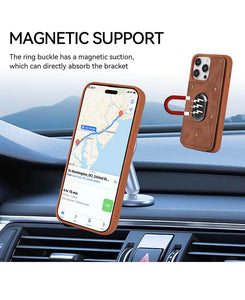 Casekis Magnetic Holder Wallet Phone Case Brown