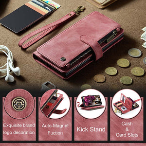 Casekis Leather Zipper Phone Case For iPhone 14 Pro
