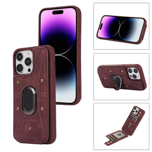 Casekis Magnetic Holder Wallet Phone Case Red Wine