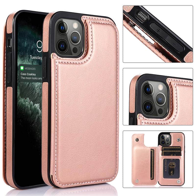 Casekis Leather Wallet Phone Case Rose Gold